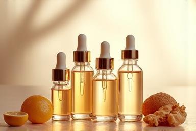 Image representing skincare science, showing serums and active ingredients